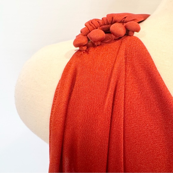 🌺SOLD🌺 Frederick’s of Hollywood Silky Satin Rust Column Maxi Gown Vintage Dress - Picture 8 of 11